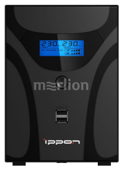 Источник бесперебойного питания 1600VA Ippon Smart Power Pro II 1600 Euro LCD +защита телефонной линии/RJ45+USB