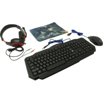 Комплект клавиатура + мышь + гарнитура Defender Target <MKP-350> (Кл-ра,USB+Мышь 6кн,Roll,USB, коврик) <52350>