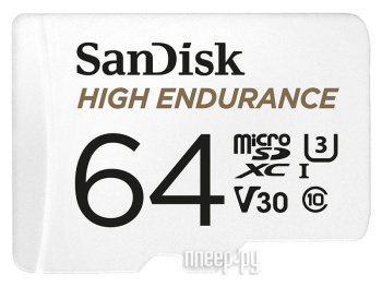 Карта памяти 64Gb - SanDisk High Endurance - MicroSD XC Video Class 30 SDSQQNR-064G-GN6IA