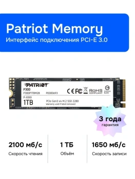 Твердотельный накопитель (SSD) Patriot Memory M.2 2280 M P300 1Tb P300P1TBM28