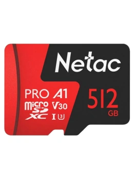 Карта памяти Netac <NT02P500PRO-512G-R> microSDXC Memory Card 512Gb A1 V30 UHS-I U1 + microSD-->SD Adapter