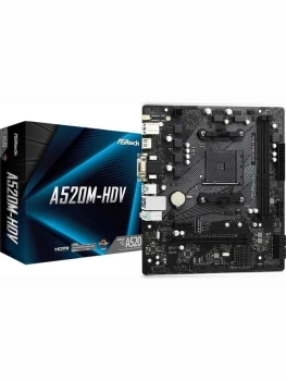 Материнская плата ASRock A520M-HDV (RTL) AM4 <A520> PCI-E Dsub+DVI+HDMI GbLAN SATA MicroATX 2DDR4