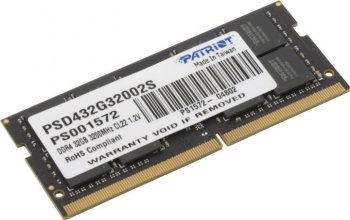 Оперативная память для ноутбуков Patriot Signature Line <PSD432G32002S> DDR4 SODIMM 32Gb <PC4-25600> CL22
