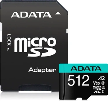 Карта памяти microSDXC 512GB A-Data AUSDX512GUI3V30SA2-RA1 Premier Pro + adapter