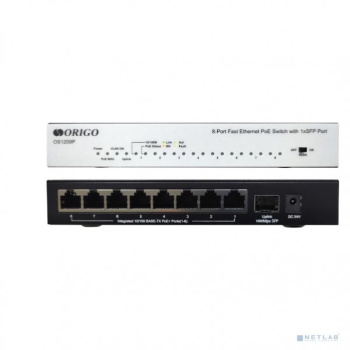 Коммутатор ORIGO OS1209P/A1A 8x100Base-TX PoE+, 1x1000Base-X SFP, PoE-бюджет 80 Вт, корпус металл