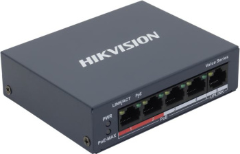 Коммутатор [NEW] HIKVISION <DS-3E0105P-E/M(B)> 5 port (5UTP 100Mbps PoE)