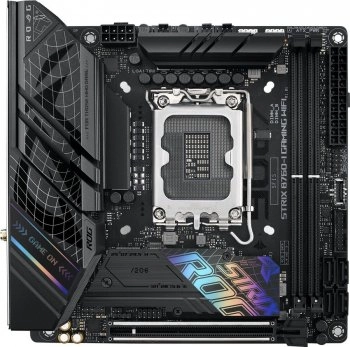 Материнская плата ASUS ROG STRIX B760-I GAMING WIFI Soc-1700 INTEL B760 2xDDR5 mini-ITX AC`97 8ch(7.1) 2.5Gg RAID+HDMI+DP