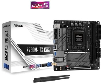 Материнская плата ASROCK Z790M-ITX WIFI, LGA1700, Z790, 2*DDR5, HDMI+DP, 4xSATA3 6.0, M.2 Socket, 6xUSB 3.2,8xUSB2.0, Type-C, mITX; 90-MXBK40-A0UAYZ