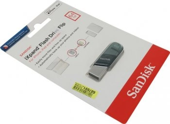 Накопитель USB SanDisk iXpand Flip for iPhone and iPad <SDIX90N-064G-GN6NN> USB 3.1/Lightning Flash Drive 64Gb (RTL)