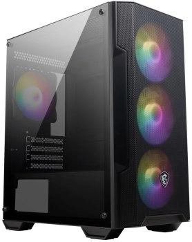 Корпус MSI MAG FORGE M100A, MATX, BLACK, WINDOW, 2x3.5", Compatible with 2.5" (Max up to 4x2.5"), 1xUSB 3.2 Gen 1, 2xUSB 2.0, FRONT 3x120mm ARGB, REAR