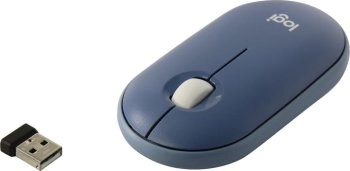 Мышь беспроводная Logitech Pebble M350 Blueberry Wireless Mouse <910-006753> (RTL) USB&Bluetooth 3btn+Roll