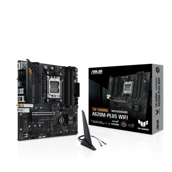 Материнская плата ASUS TUF GAMING A620M-PLUS WIFI SocketAM5 AMD A620 4xDDR5 mATX AC`97 8ch(7.1) 2.5Gg RAID+HDMI+DP