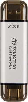 Внешний твердотельный накопитель (SSD) Transcend USB-C 512GB TS512GESD310S серебристый USB-A