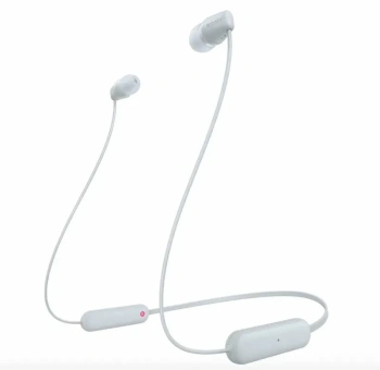 Наушники с микрофоном Sony WI-C100 белый беспроводные bluetooth шейный обод