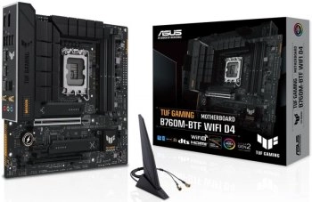 Материнская плата ASUS TUF GAMING B760M-BTF WIFI D4 LGA1700 128 Гб, 4*DDR4, DP, HDMI microATX
