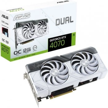 Видеокарта ASUS GeForce RTX 4070 DUAL WHITE OC 12G <DUAL-RTX4070-O12G-WHITE> (12GB, GDDR6X, 192 bit) Retail