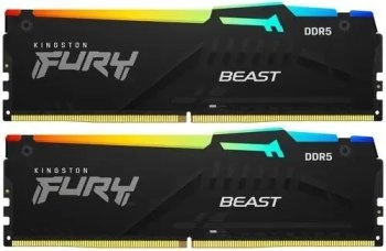 Оперативная память 16GB Kingston DDR5 5200 DIMM FURY Beast Black RGB KF552C40BBAK2-16 kit 2*8,Non-ECC, CL40, 1.25V, 288-pin RTL