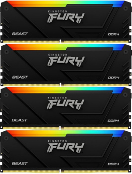 Оперативная память 4x8GB 3600MHz Kingston KF436C17BB2AK4/32 Fury Beast RGB RTL Gaming PC4-28800 CL17 DIMM 288-pin 1.35В kit single rank с радиатором R