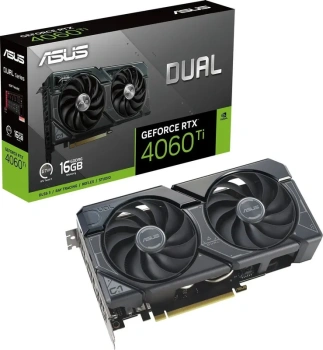 Видеокарта Asus PCI-E 4.0 DUAL-RTX4060TI-16G NVIDIA GeForce RTX 4060TI 16144 Мб 128bit GDDR6 2535/18000 HDMIx1 DPx3 HDCP Ret