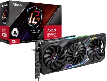 Видеокарта Asrock PCI-E 4.0 RX7700XT PG 12GO AMD Radeon RX 7700XT 12048 Мб 192bit GDDR6 2276/18000 HDMIx1 DPx3 HDCP Ret