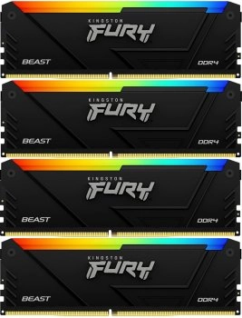 Оперативная память 4x8GB 3200MHz Kingston KF432C16BB2AK4/32 Fury Beast RGB RTL Gaming PC4-25600 CL16 DIMM 288-pin 1.35В dual rank с радиатором Ret