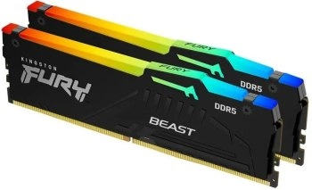 Оперативная память Kingston Fury Beast Black AMD RGB DDR5 5600 МГц 2x8 ГБ (KF556C36BBEAK2-16)