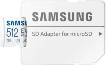 Карта памяти Samsung EVO Plus <MB-MC512SA> microSDXC Memory Card 512Gb Class10 UHS-I U3 A2 V30 + microSD--> SD Adapter