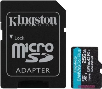 Карта памяти 256 Гб MicroSDXC 256 Гб Kingston Class 10 Canvas Go Plus UHS-I U3 V30 A2 170/90 Мб/с + SD адаптер