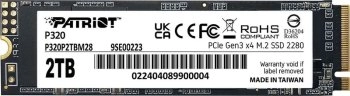 Твердотельный накопитель (SSD) Patriot Memory 2 ТБ внутренний P320 M.2 PCI-E 3.0 (P320P2TBM28)