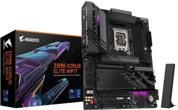 Материнская плата Gigabyte Z890 AORUS ELITE, LGA 1851, INTEL Z890, 4xDDR5, 4xSATA, 4xM.2, 1xPCI-E 5.0 x16, 2xPCI-E 4.0 x4, 1xDisplayPort, 1xUSB-C (вид