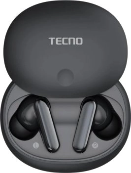 Наушники с микрофоном Tecno беспроводные Tecno True 1 Air, Bluetooth, USB Type-C, черный