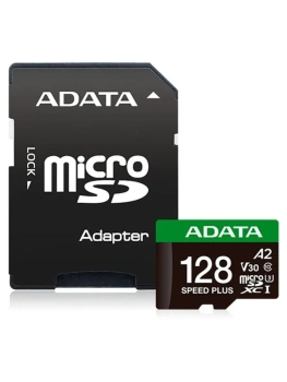 Карта памяти microSD A-DATA 128GB microSDXC Class 10 UHS-I U3 V30 A2 160/140 MB/s (SD адаптер)