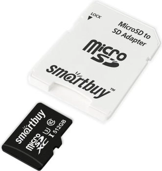 Карта памяти SmartBuy 512 ГБ SBGBSDCL10U3 (SB512GBSDCL10U3-01), Class 10, Черный