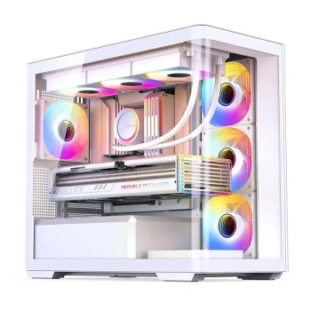 Корпус без блока питания JONSBO D300, Mini-Tower, TG, no fan, 2xUSB-A 3.2 + 1xUSB-C 3.2, mATX, mITX White