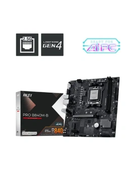 Материнская плата MSI PRO B840M-B B840, AM5, 2*DDR5, 1*PCIEx16, 1*PCIEx1, 2*M.2, 1*TypeC, 6*USB3.2Gen1, 6*USB2.0, 4*SATA3.0, 2.5G, VGA, HDMI, ATX, RTL