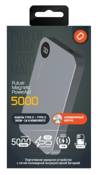 Портативный аккумулятор QUMO Future Magnetic PowerAid 5000 mah , серый металлик, FMPA-5C-S1