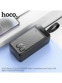 Портативный аккумулятор Hoco J123C Elemen Black (3xUSB, USB-C, 60000mAh, Li-Pol)