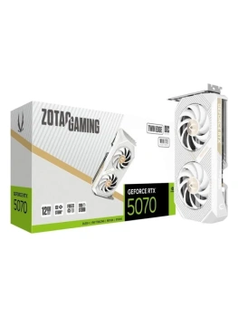Видеокарта ZOTAC GAMING GeForce RTX 5070 Twin Edge OC White Edition 12048 Мб DDR7 192 bit 2165 /2542 MHz 3*DP/HDMI 2*FAN (ZT-B50700Q-10P) RTL