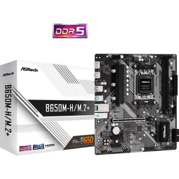 Материнская плата ASROCK B650M-H/M.2+WIFI, AM5, B650, 2*DDR5, 4*SATA, 2*M.2, 3*USB 3.2, 2*USB 2.0, Type-C, 1*PCIx16, 2*PCIx1, 1xM.2 (Key E), HDMI+DP,
