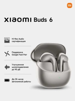 Наушники с микрофоном Xiaomi Buds 6 беспроводные, titan gray