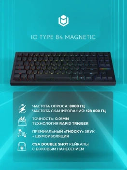 Клавиатура IO by Red Square Type 84 Magnetic G3ms Magnetite Ice проводная магнитно-механическая игровая, русская раскладка, черная