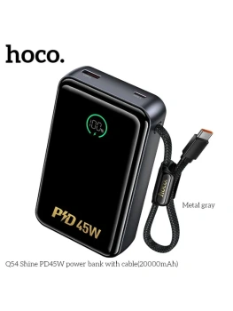 Портативный аккумулятор внешний резервный HOCO Q54 Shine PD45W power bank with cable(20000mAh) (серый)
