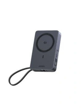 Портативный аккумулятор UGREEN PB773 MagFlow 10000 mah , серый космос, со встроенным кабелем, 85956B