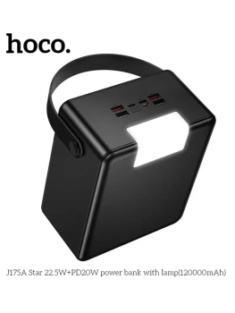 Портативный аккумулятор Hoco 22.5W+PD20W Star J175A 120000 mah , черный, с лампой